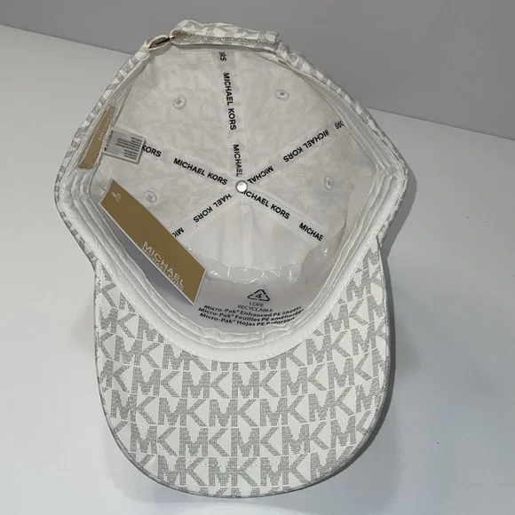 Michael Kors Signature MK Logo Baseball Cap Hat, White One Size.NWT - Picture 7 of 8